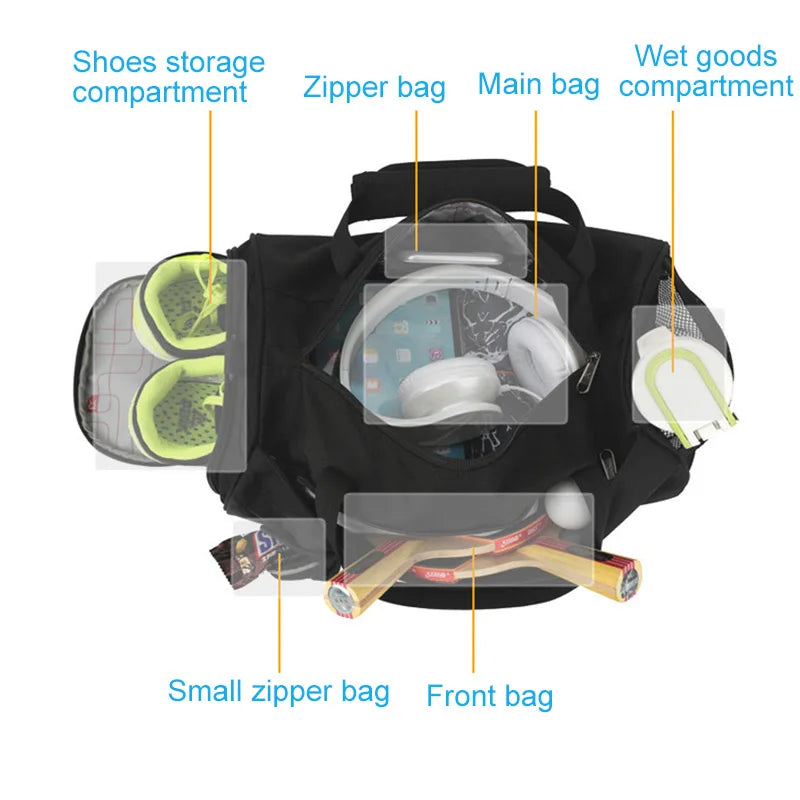 IX Large Sports Bag Fitness Training Bags for Shoes Travel Multifunctional Shoulder Bags